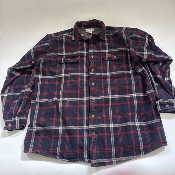 Carhartt Flannel Shacket Plaid Heavyweight Flannel Shirt Jacket Workwear 2XLT - Picture 1 of 10